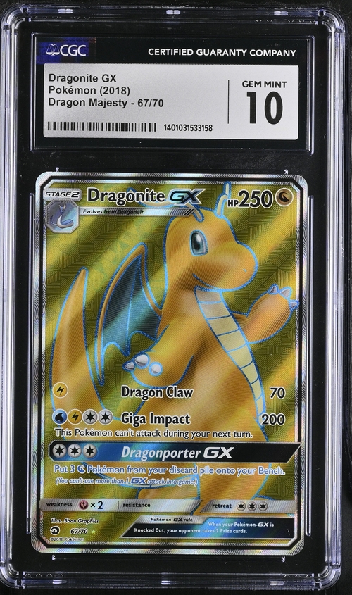 2018 Pokémon Dragon Majesty Dragonite-GX #67/70 CGC 10