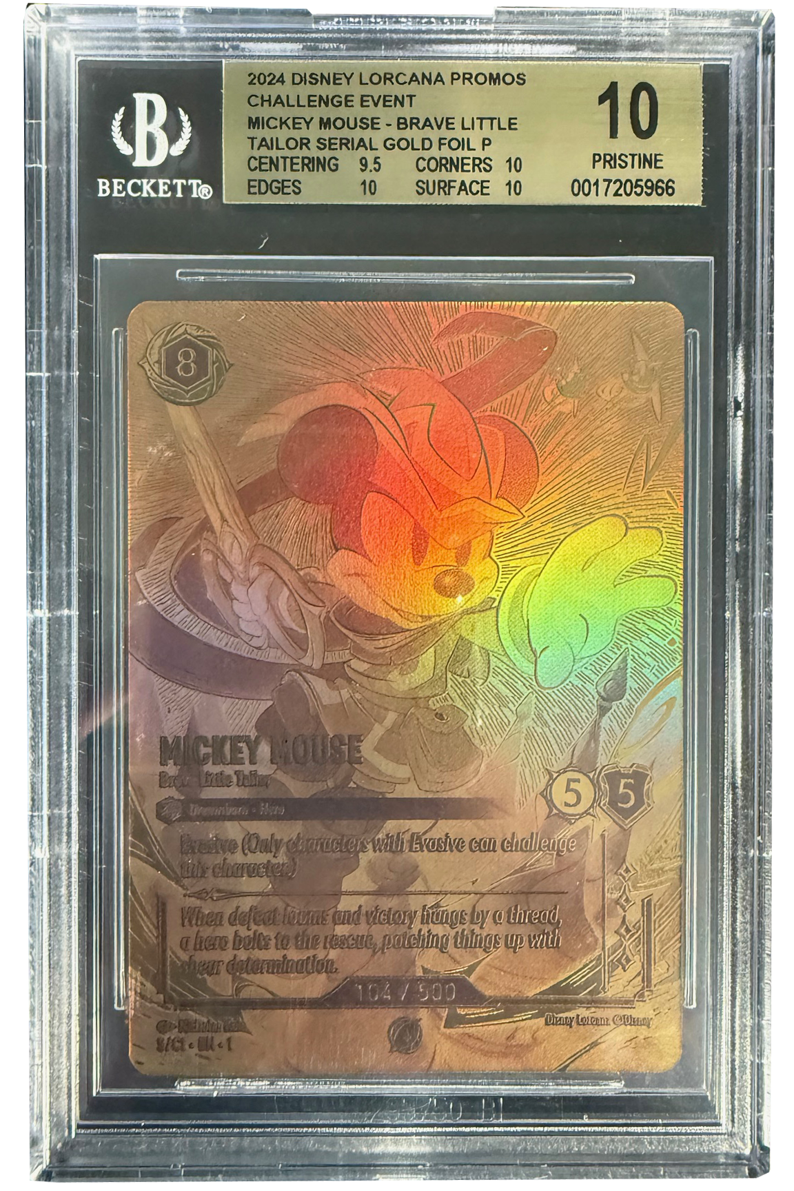 gold mickey lorcana card BGS 10 Lorcana Golden Mickey Mouse (#104/500)